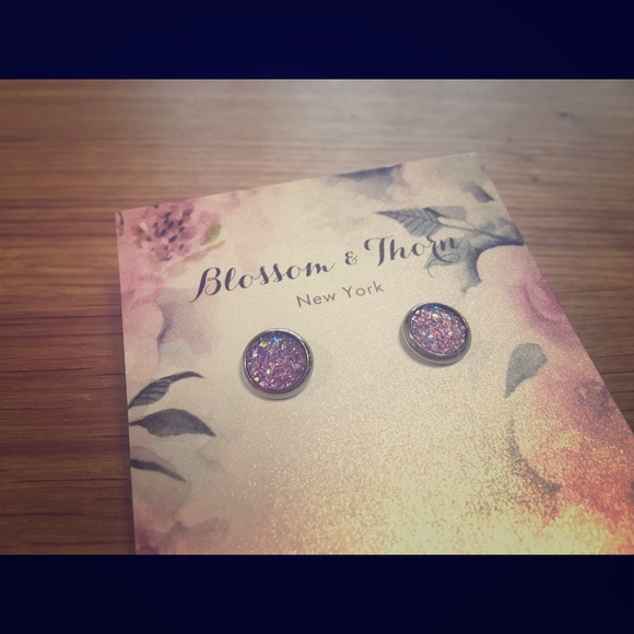 BLOSSOM & THORN 8mm Druzy Studs in 💜Lavender - Picture 1 of 6
